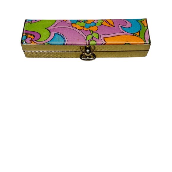 Vtg Floral Mod Mele Wallet 60s Psychedelic Hard Case Retro Hippie Colorful Mini - Picture 5 of 8